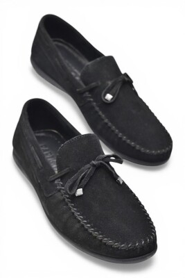 3288 Esnek Rahat Taban Nubuk Siyah Hakiki Deri Erkek Ayakkabı Yazlık Casual Laofer Erkek Ayakkabı - ISPARTALILAR