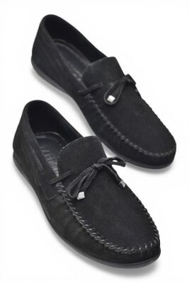 3288 Esnek Rahat Taban Nubuk Siyah Hakiki Deri Erkek Ayakkabı Yazlık Casual Laofer Erkek Ayakkabı - 1