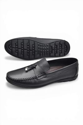 3289 Esnek Rahat Taban Siyah Hakiki Deri Erkek Ayakkabı Yazlık Casual Laofer Erkek Ayakkabı - 4