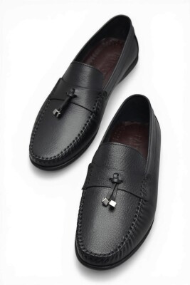 3289 Esnek Rahat Taban Siyah Hakiki Deri Erkek Ayakkabı Yazlık Casual Laofer Erkek Ayakkabı - ISPARTALILAR