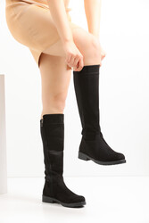 ISPARTALILAR - 332 Siyah Günlük Fermuarlı Kadın Çizme Bot Ayakkabı Witty Çizme Postal 