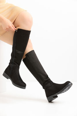 332 Siyah Günlük Fermuarlı Kadın Çizme Bot Ayakkabı Witty Çizme Postal - 5