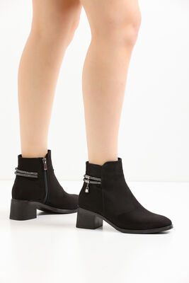 334 Günlük Fermuarlı Kadın Topuklu Bot Ayakkabı Siyah - 3