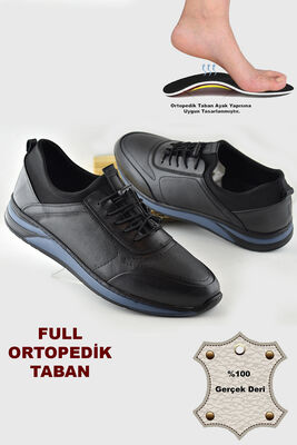 3370 Ortopedik Taban Hakiki Deri Erkek Ayakkabı BÜYÜK NUMARA 45-46 - 1