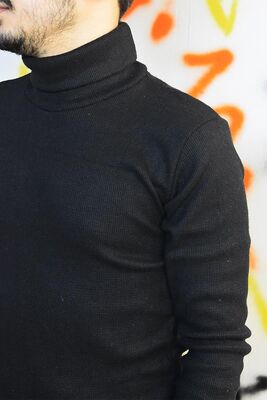 35 Unisex Kadın Erkek Boğazlı Penye Kazak Fitilli Likralı Erkek Kazak - 7