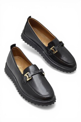 377K Hafif Esnek Ortopedik Taban Günlük İçi Deri Kadın Ayakkabı Casual Laofer Ayakkabı - 2