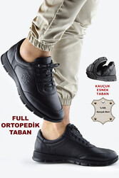 405 Tam Ortopedik Kauçuk Kaymaz Taban Hakiki Deri Kışlık Erkek Ayakkabı - Thumbnail
