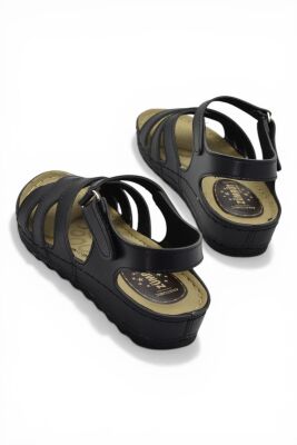 452 TAM Ortopedik Taban Günlük Kadın Sandalet Terlik Siyah Sandalet - 5