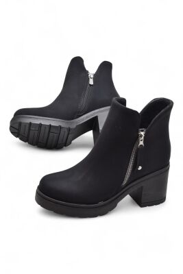 4559 Kadın Bot Ayakkabı Kaymaz Taban Fermuarlı Bağcıklı Günlük Kadın Bot - 4