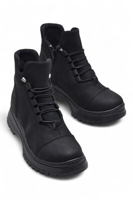 4561 Kadın Bot Ayakkabı Kaymaz Taban Fermuarlı Bağcıklı Günlük Kadın Bot - ISPARTALILAR