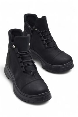 4561 Kadın Bot Ayakkabı Kaymaz Taban Fermuarlı Bağcıklı Günlük Kadın Bot - 2