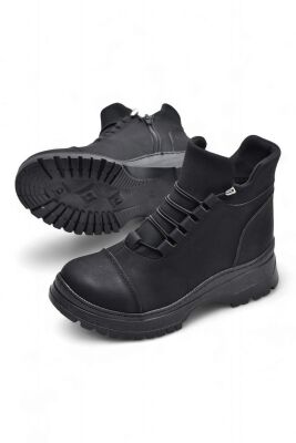 4561 Kadın Bot Ayakkabı Kaymaz Taban Fermuarlı Bağcıklı Günlük Kadın Bot - 4