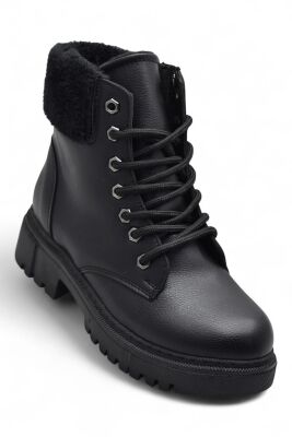 4562 Kadın Bot Ayakkabı Kaymaz Taban Fermuarlı Bağcıklı Günlük Kadın Bot - 1