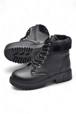 4562 Kadın Bot Ayakkabı Kaymaz Taban Fermuarlı Bağcıklı Günlük Kadın Bot - 4