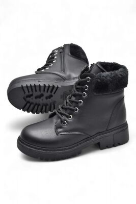 4562 Kadın Bot Ayakkabı Kaymaz Taban Fermuarlı Bağcıklı Günlük Kadın Bot - 4