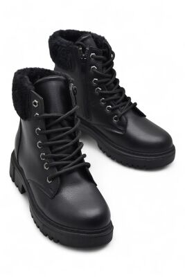 4562 Kadın Bot Ayakkabı Kaymaz Taban Fermuarlı Bağcıklı Günlük Kadın Bot - 2