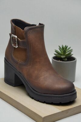 4563 Kadın Bot Ayakkabı Kaymaz Taban Fermuarlı Bağcıklı Günlük Kadın Bot - 1