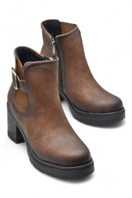 4563 Kadın Bot Ayakkabı Kaymaz Taban Fermuarlı Bağcıklı Günlük Kadın Bot - 2