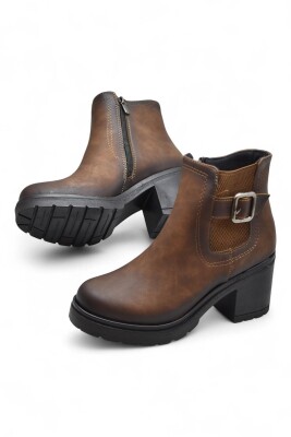 4563 Kadın Bot Ayakkabı Kaymaz Taban Fermuarlı Bağcıklı Günlük Kadın Bot - 3