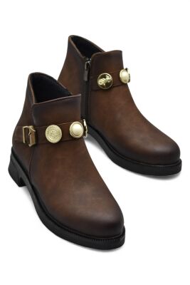 4569 Kadın Bot Ayakkabı Kaymaz Taban Fermuarlı Günlük Kadın Bot - 5