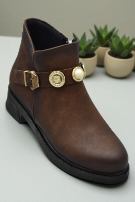 4569 Kadın Bot Ayakkabı Kaymaz Taban Fermuarlı Günlük Kadın Bot - ISPARTALILAR