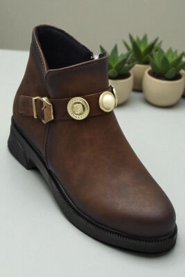 4569 Kadın Bot Ayakkabı Kaymaz Taban Fermuarlı Günlük Kadın Bot - 1