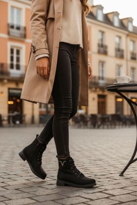 4570 Kaymaz Taban Fermuarlı Bağcıklı Günlük Kadın Bot Postal Kadın Bot - 5