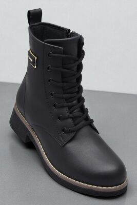 4659 Kadın Bot Ayakkabı Kaymaz Taban Fermuarlı Bağcıklı Günlük Kadın Bot - 5