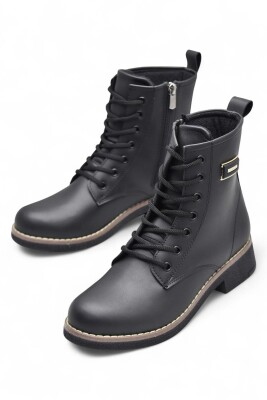 4659 Kadın Bot Ayakkabı Kaymaz Taban Fermuarlı Bağcıklı Günlük Kadın Bot - 11