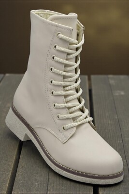 4659 Kadın Bot Ayakkabı Kaymaz Taban Fermuarlı Bağcıklı Günlük Kadın Bot - 1