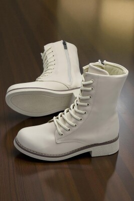 4659 Kadın Bot Ayakkabı Kaymaz Taban Fermuarlı Bağcıklı Günlük Kadın Bot - 3