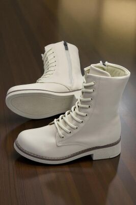 4659 Kadın Bot Ayakkabı Kaymaz Taban Fermuarlı Bağcıklı Günlük Kadın Bot - 3