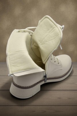 4659 Kadın Bot Ayakkabı Kaymaz Taban Fermuarlı Bağcıklı Günlük Kadın Bot - 6