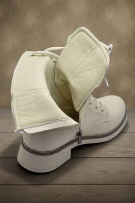 4659 Kadın Bot Ayakkabı Kaymaz Taban Fermuarlı Bağcıklı Günlük Kadın Bot - 6