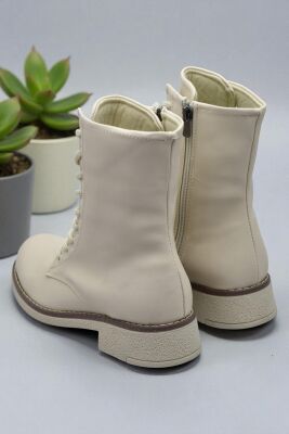 4659 Kadın Bot Ayakkabı Kaymaz Taban Fermuarlı Bağcıklı Günlük Kadın Bot - 10