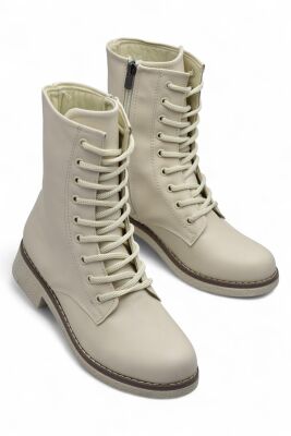 4659 Kadın Bot Ayakkabı Kaymaz Taban Fermuarlı Bağcıklı Günlük Kadın Bot - 12