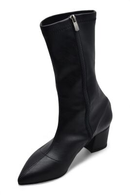 475 Günlük Fermuarlı 6cm Kadın Topuklu Bot Ayakkabı Kalın Topuk Klasik Topuklu Bot - 7