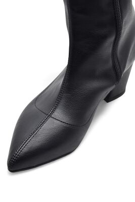 475 Günlük Fermuarlı 6cm Kadın Topuklu Bot Ayakkabı Kalın Topuk Klasik Topuklu Bot - 12