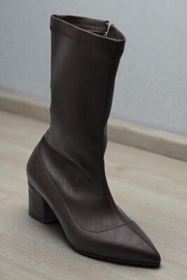 475 Günlük Fermuarlı 6cm Kadın Topuklu Bot Ayakkabı Kalın Topuk Klasik Topuklu Bot - 6