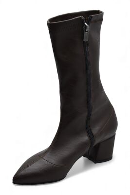 475 Günlük Fermuarlı 6cm Kadın Topuklu Bot Ayakkabı Kalın Topuk Klasik Topuklu Bot - 8