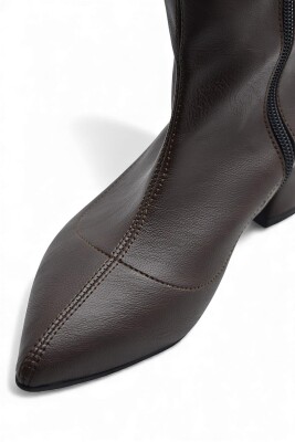 475 Günlük Fermuarlı 6cm Kadın Topuklu Bot Ayakkabı Kalın Topuk Klasik Topuklu Bot - 10