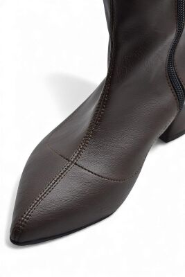 475 Günlük Fermuarlı 6cm Kadın Topuklu Bot Ayakkabı Kalın Topuk Klasik Topuklu Bot - 10