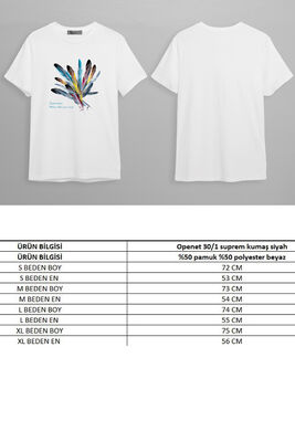 5050 Tüy Baskılı Oversize Erkek T-Shirt Siyah Beyaz Erkek T-Şhirt - 5