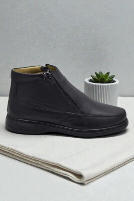 5499 Hakiki Deri Erkek Bot Ayakkabı Ortopedik Taban Çift Fermuarlı Deri Erkek Bot - 3