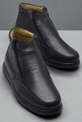 5499 Hakiki Deri Erkek Bot Ayakkabı Ortopedik Taban Çift Fermuarlı Deri Erkek Bot - 2