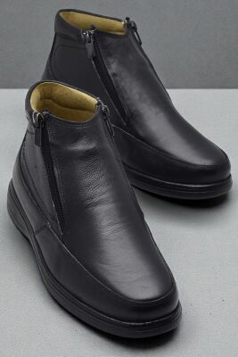 5499 Hakiki Deri Erkek Bot Ayakkabı Ortopedik Taban Çift Fermuarlı Deri Erkek Bot - 2