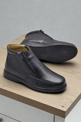 5499 Hakiki Deri Erkek Bot Ayakkabı Ortopedik Taban Çift Fermuarlı Deri Erkek Bot - 4