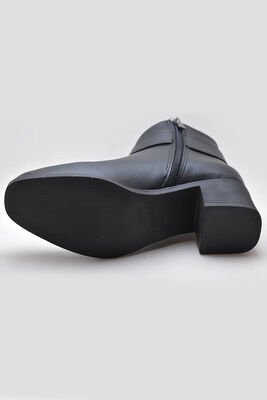 550 Günlük Fermuarlı Kısa Topuklu Kadın Siyah Bot Ayakkabı Günlük Bot Witty