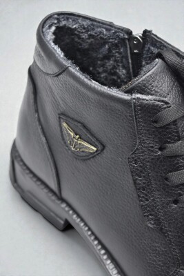 5599 İçi Kürklü Hakiki Deri Erkek Bot Ayakkabı Ortopedik Taban Fermuarlı Deri Erkek Bot - 5