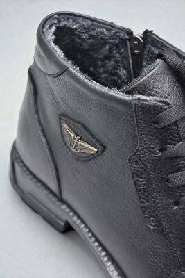 5599 İçi Kürklü Hakiki Deri Erkek Bot Ayakkabı Ortopedik Taban Fermuarlı Deri Erkek Bot - 5